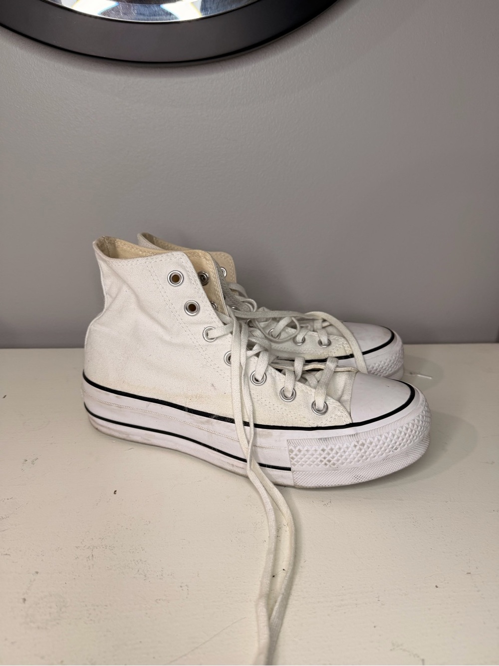 Converse High-Top Canvas Sneakers - White with Black Trim